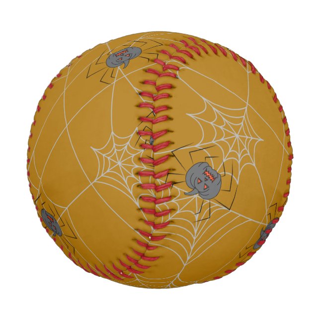 Halloween spiders web and pumpkins   baseball (Angled)