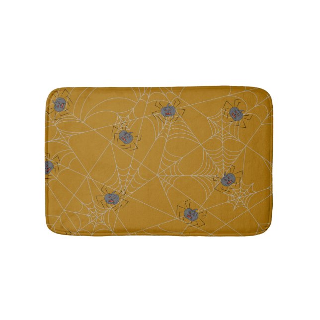 Halloween spiders web and pumpkins bath mat (Front)