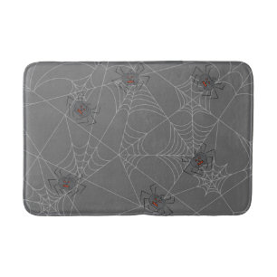 Halloween spiders web and pumpkins bath mat