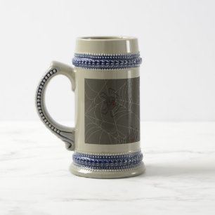 Halloween spiders web and pumpkins  beer stein