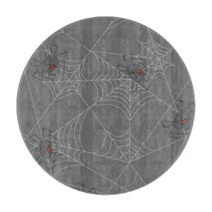 Halloween spiders web and pumpkins cutting board