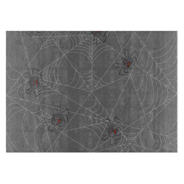 Halloween spiders web and pumpkins  cutting board (Front)