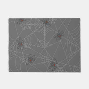 Halloween spiders web and pumpkins    doormat