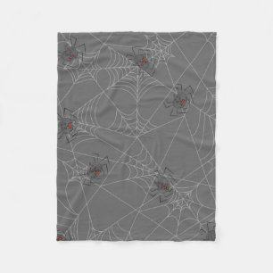 Halloween spiders web and pumpkins fleece blanket