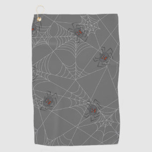 Halloween spiders web and pumpkins   golf towel