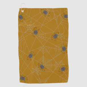 Halloween spiders web and pumpkins  golf towel