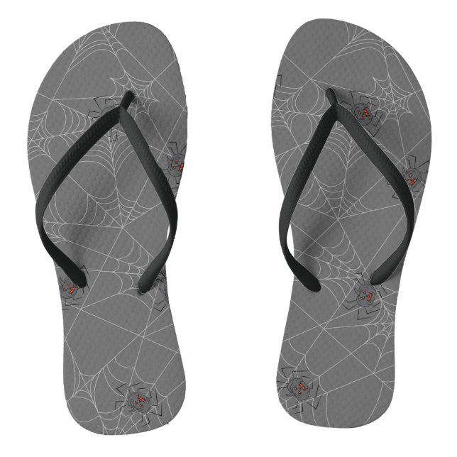 Halloween spiders web and pumpkins  jandals (Footbed)