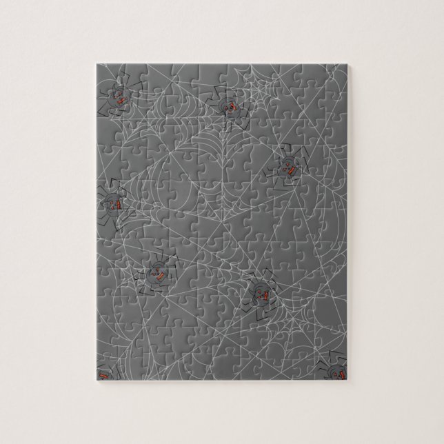 Halloween spiders web and pumpkins   jigsaw puzzle (Vertical)