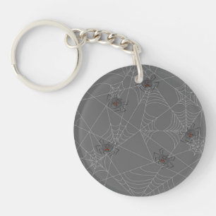 Halloween spiders web and pumpkins    key ring
