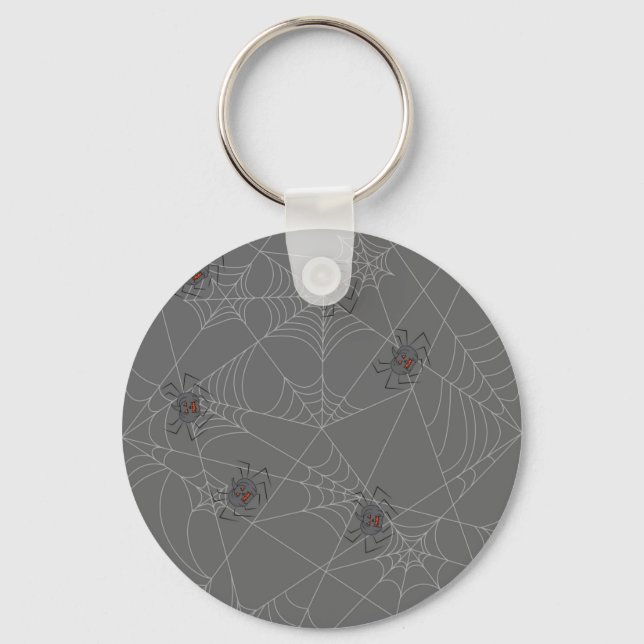 Halloween spiders web and pumpkins    key ring (Front)
