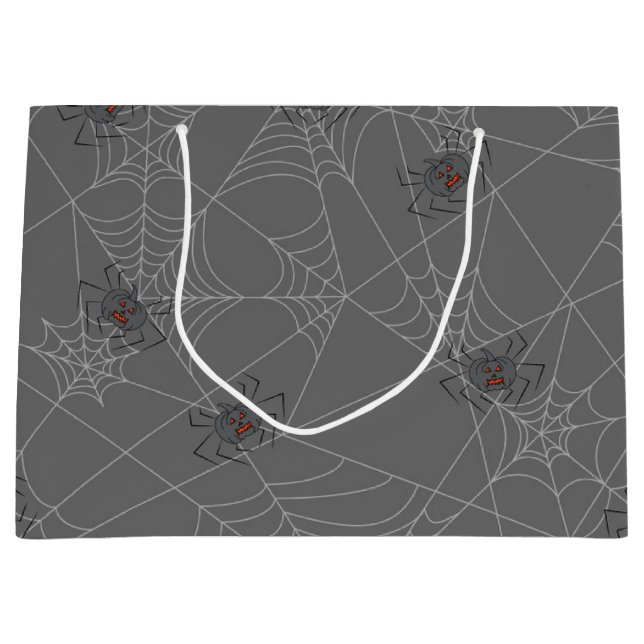 Halloween spiders web and pumpkins   large gift bag (Front)