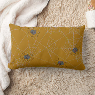 Halloween spiders web and pumpkins lumbar cushion