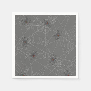 Halloween spiders web and pumpkins napkin