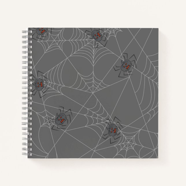 Halloween spiders web and pumpkins   notebook (Front)