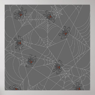 Halloween spiders web and pumpkins poster