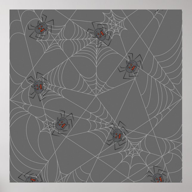 Halloween spiders web and pumpkins   poster (Front)