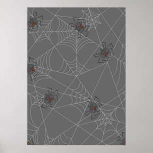 Halloween spiders web and pumpkins poster