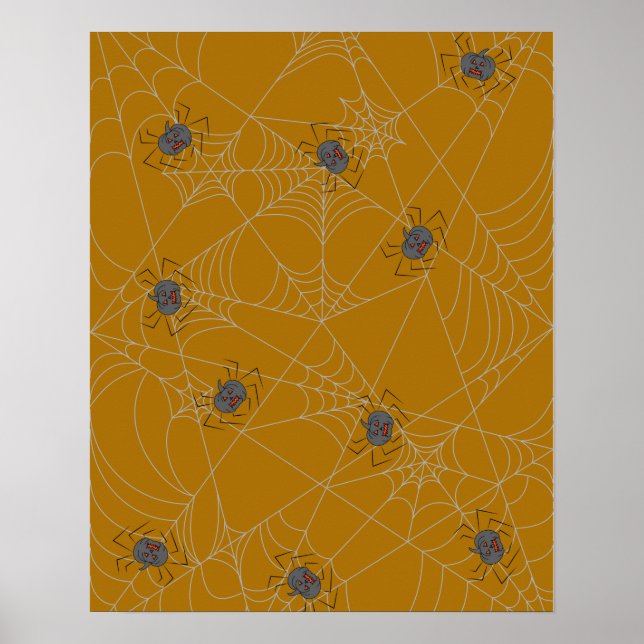 Halloween spiders web and pumpkins   poster (Front)