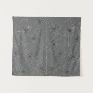 Halloween spiders web and pumpkins    tapestry