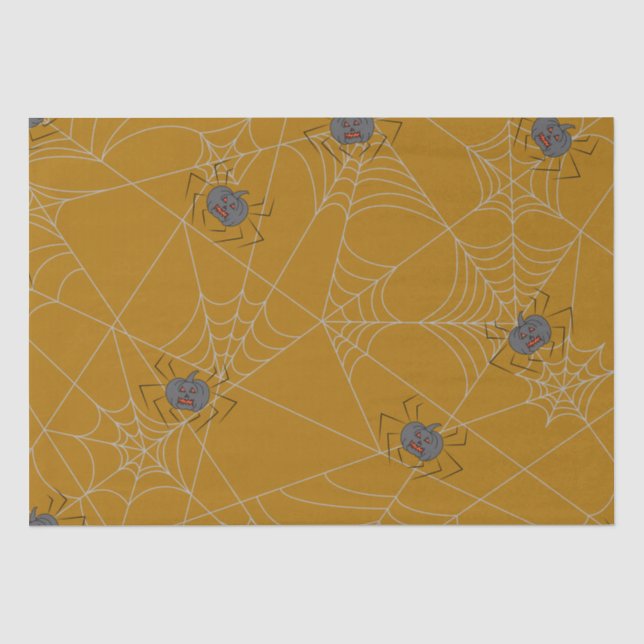 Halloween spiders web and pumpkins tissue paper (Front)