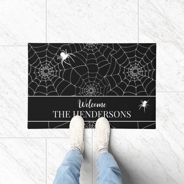 Halloween Spiders Web Cobwebs Welcome Doormat (Indoor)