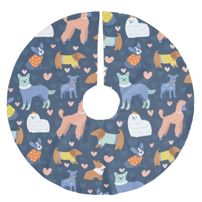 Halloween Spiders Web: Seamless Pattern Brushed Polyester Tree Skirt (Front)