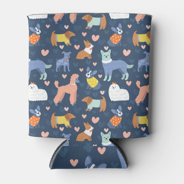 Halloween Spiders Web: Seamless Pattern Can Cooler (Front)