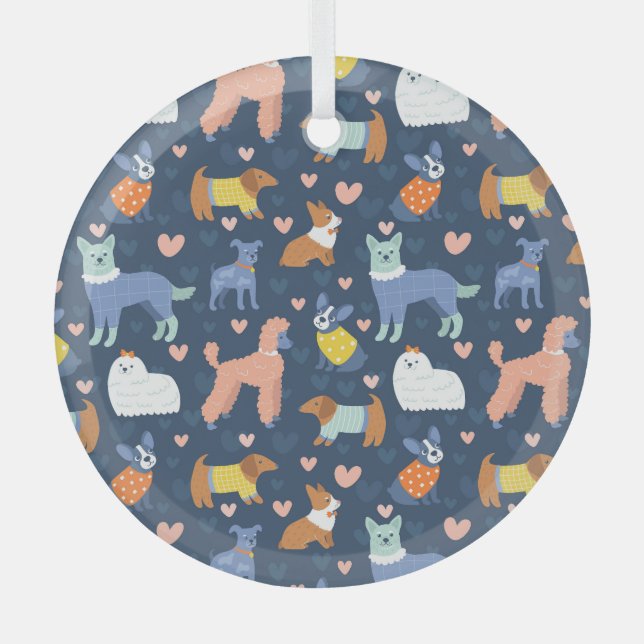 Halloween Spiders Web: Seamless Pattern Glass Tree Decoration (Front)