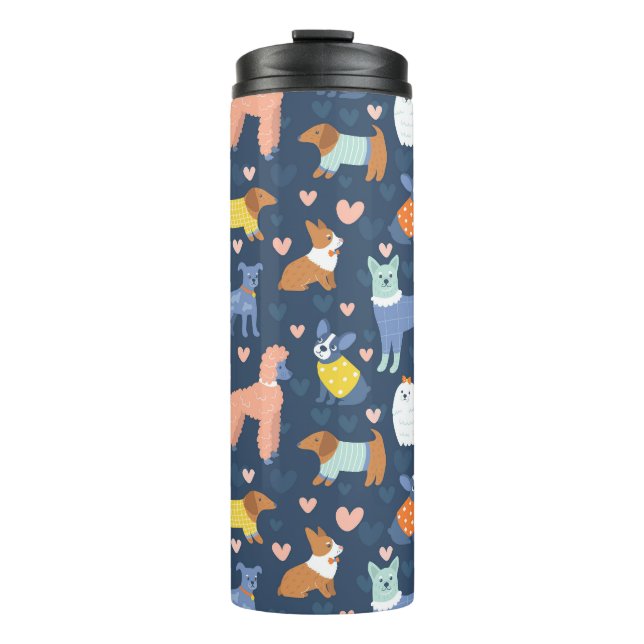Halloween Spiders Web: Seamless Pattern Thermal Tumbler (Front)