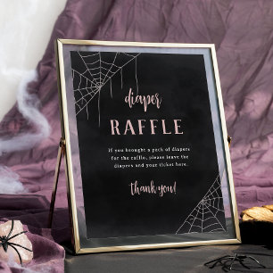 Halloween Spiderweb Baby Shower Diaper Raffle Sign