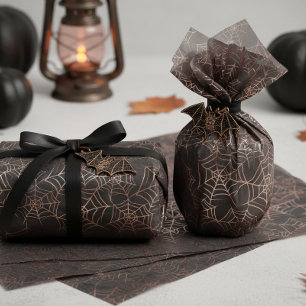Halloween Spiderweb Pattern Orange Black ID1328 Tissue Paper