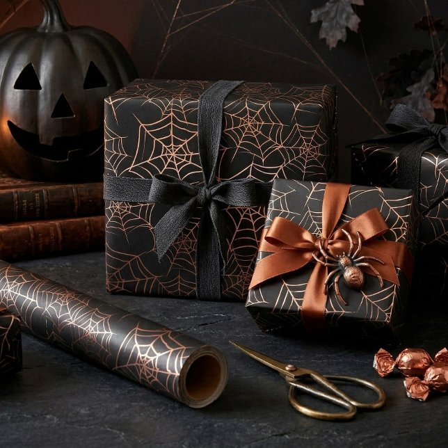 Halloween Spiderweb Pattern Orange Black ID1328 Wrapping Paper (Creator Uploaded)