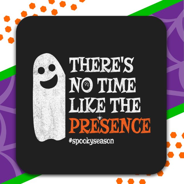 Halloween Spirit Happy Ghost Funny Halloween Square Sticker (Creator Uploaded)