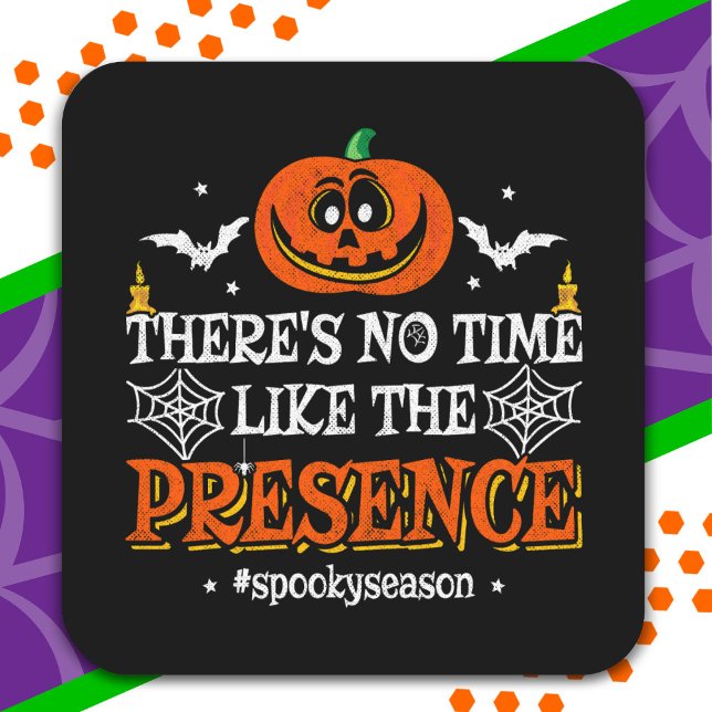 Halloween Spirit Spooky Pumpkin Funny Halloween Square Sticker (Creator Uploaded)