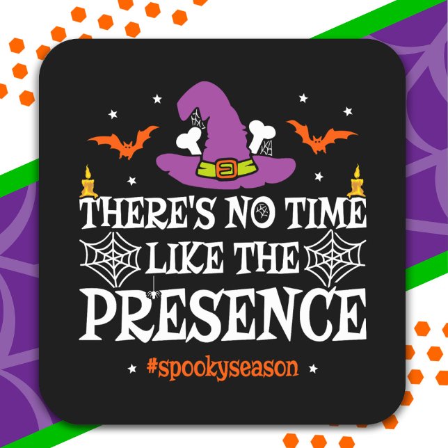 Halloween Spirit Spooky Witch Hat Funny Halloween Square Sticker (Creator Uploaded)