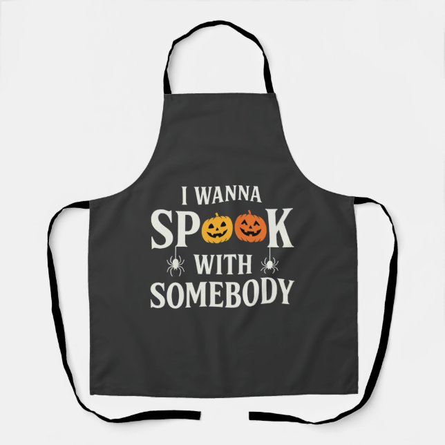 Halloween Spook Somebody Pumpkin Spider SVG Apron (Front)