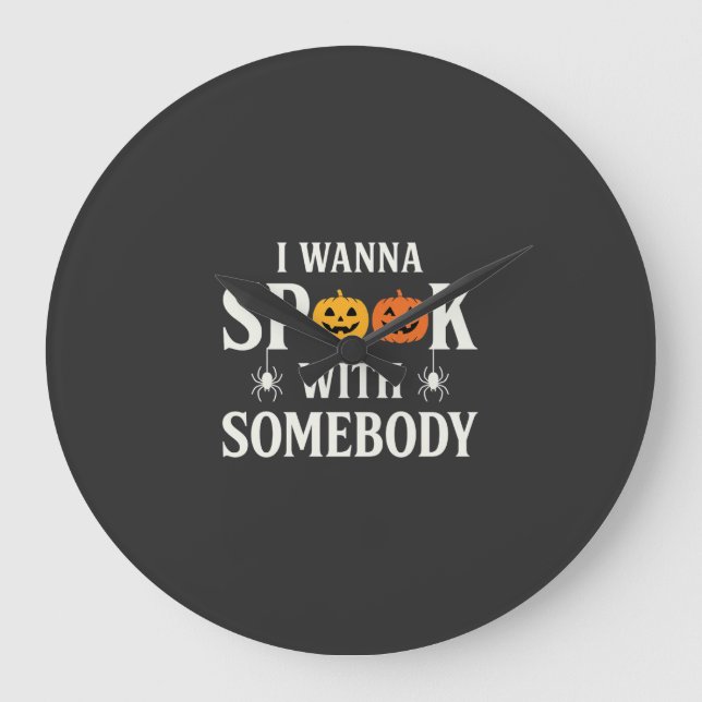 Halloween Spook Somebody Pumpkin Spider SVG Large Clock (Front)
