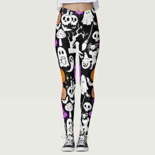 Halloween spookiness pattern 01 Black BG Leggings