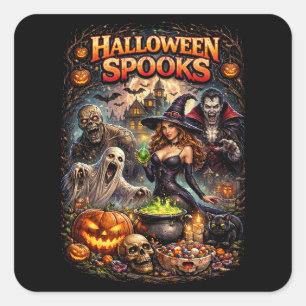 Halloween Spooks Square Sticker