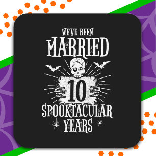 Halloween Spooktacular 10th Wedding Anniversary Square Sticker