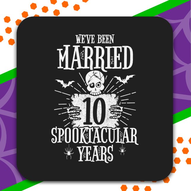 Halloween Spooktacular 10th Wedding Anniversary Square Sticker (Creator Uploaded)
