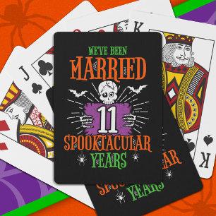 Halloween Spooktacular 11th Wedding Anniversary Playing Cards