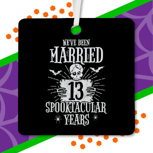 Halloween Spooktacular 13th Wedding Anniversary Metal Tree Decoration