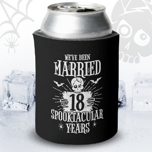 Halloween Spooktacular 18th Wedding Anniversary Can Cooler
