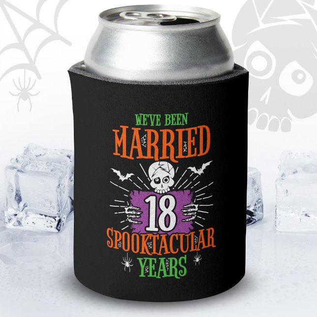 Halloween Spooktacular 18th Wedding Anniversary Can Cooler (Creator Uploaded)