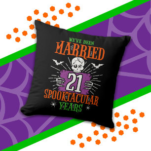 Halloween Spooktacular 21st Wedding Anniversary Cushion