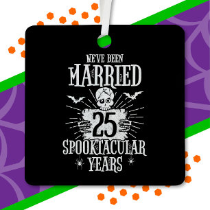 Halloween Spooktacular 25th Wedding Anniversary Metal Tree Decoration