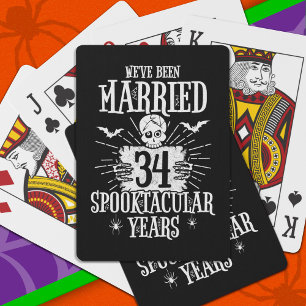 Halloween Spooktacular 34th Wedding Anniversary Playing Cards