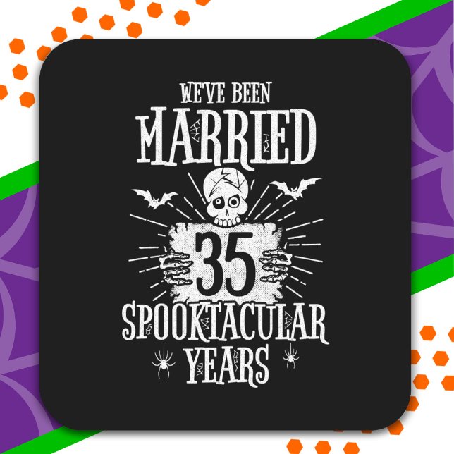 Halloween Spooktacular 35th Wedding Anniversary Square Sticker (Creator Uploaded)