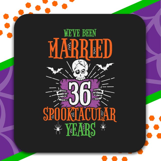 Halloween Spooktacular 36th Wedding Anniversary Square Sticker (Creator Uploaded)